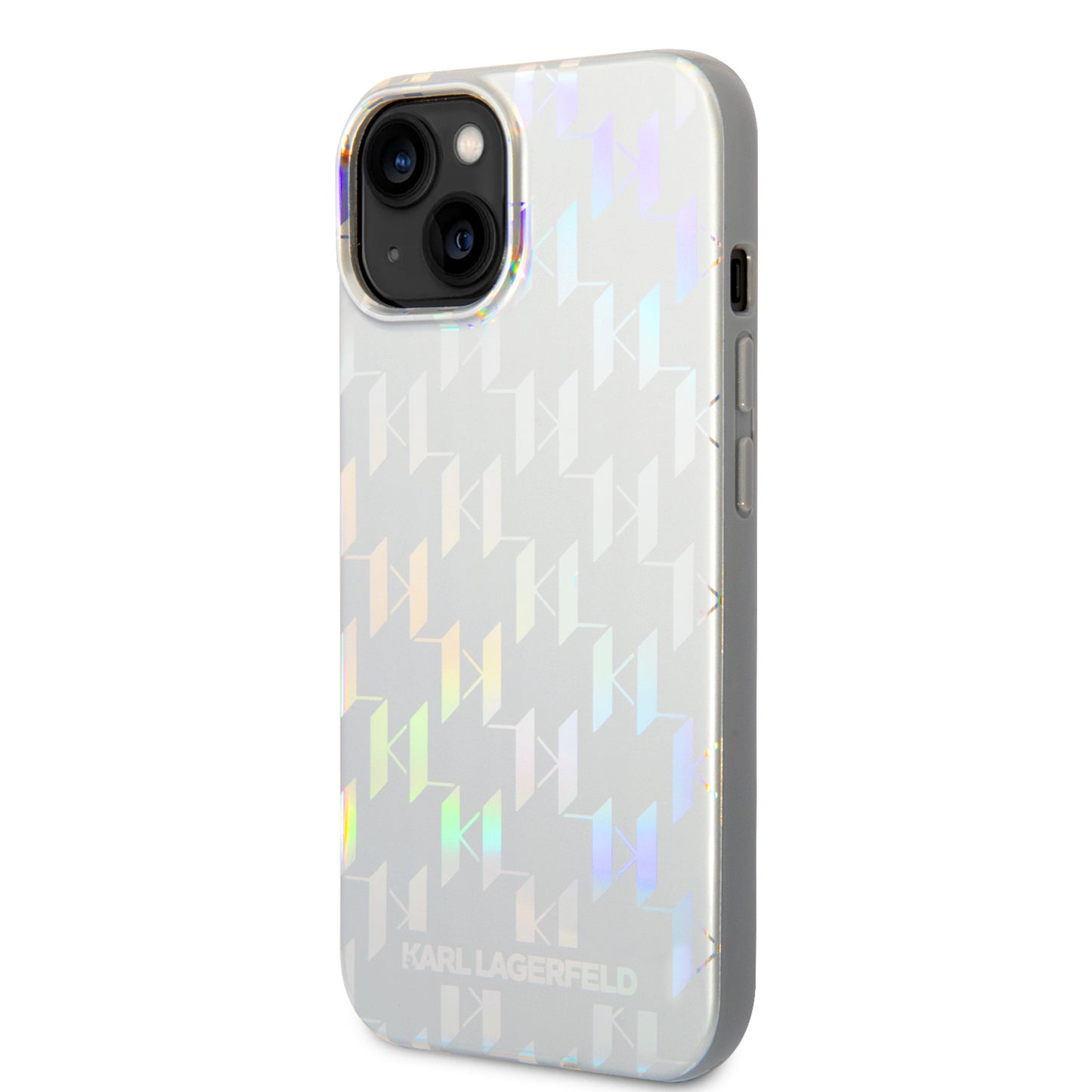 Étui pour Apple iPhone 14 Plus, Karl Lagerfeld, Monogram Iridescent, Argenté
