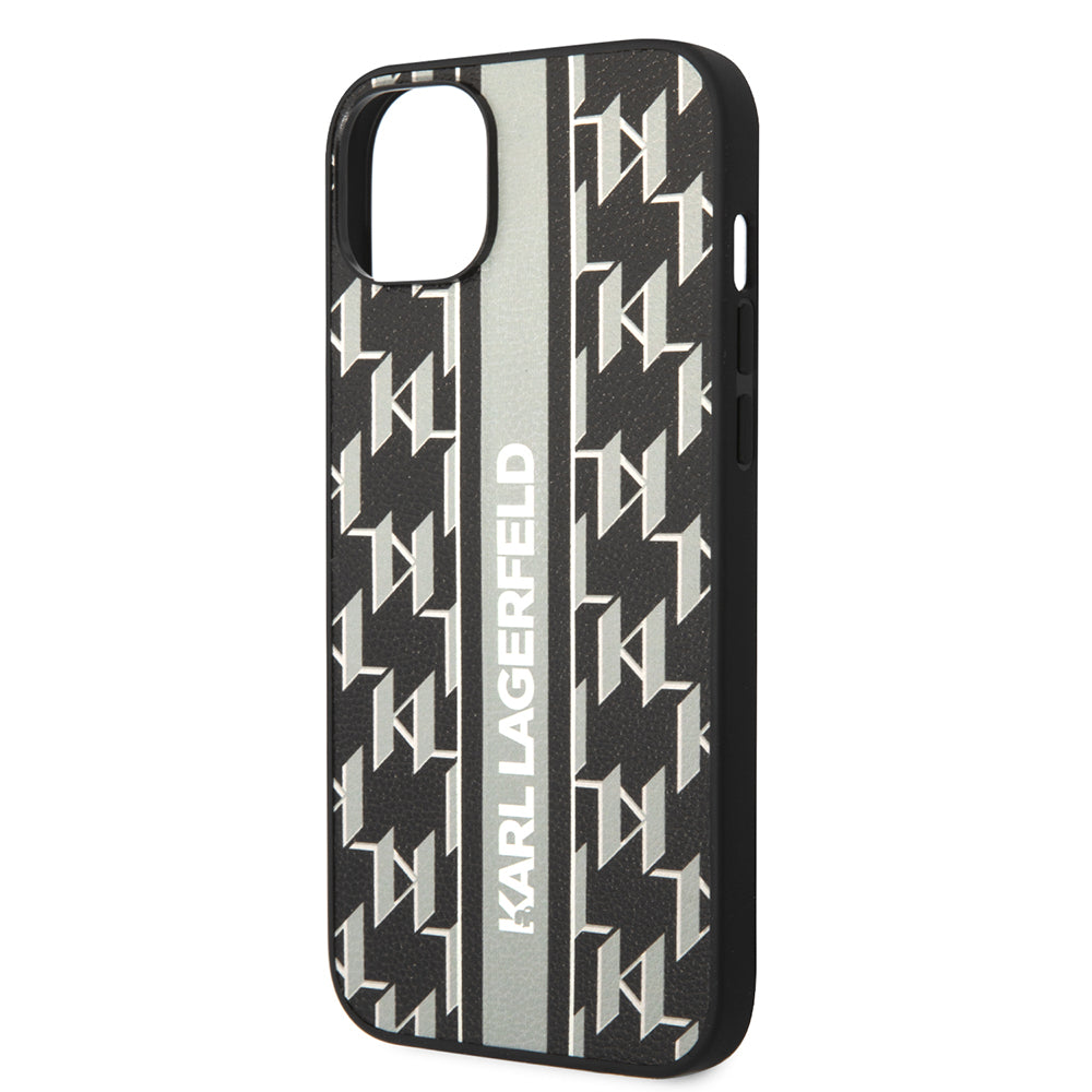 Étui pour Apple iPhone 14 Plus, Karl Lagerfeld, Monogram Stripe, Gris