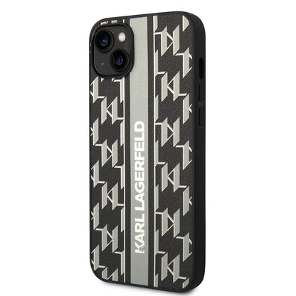 Étui pour Apple iPhone 14 Plus, Karl Lagerfeld, Monogram Stripe, Gris