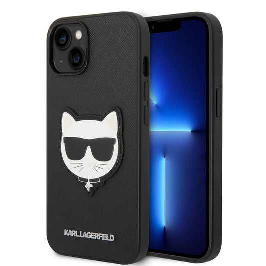 Étui pour Apple iPhone 14 Plus, Karl Lagerfeld, Saffiano Choupette's Head, Noir
