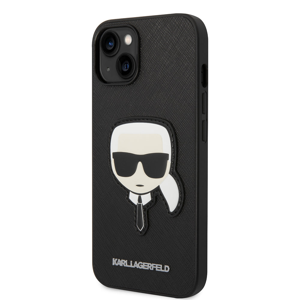 Étui pour Apple iPhone 14 Plus, Karl Lagerfeld, Saffiano Karl's Head, Noir