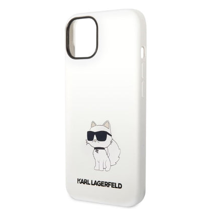 Étui pour Apple iPhone 14 Plus, Karl Lagerfeld, Silicone Choupette, Blanc