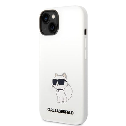 Étui pour Apple iPhone 14 Plus, Karl Lagerfeld, Silicone Choupette, Blanc