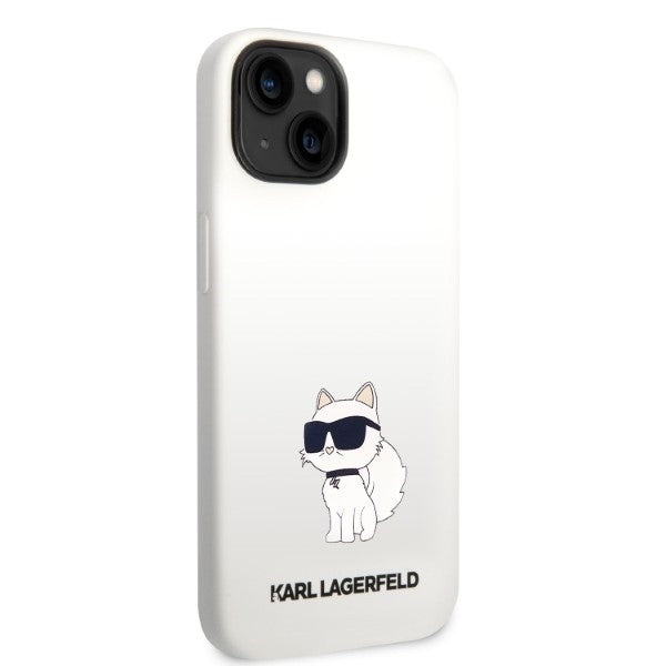 Étui pour Apple iPhone 14 Plus, Karl Lagerfeld, Silicone Choupette, Blanc