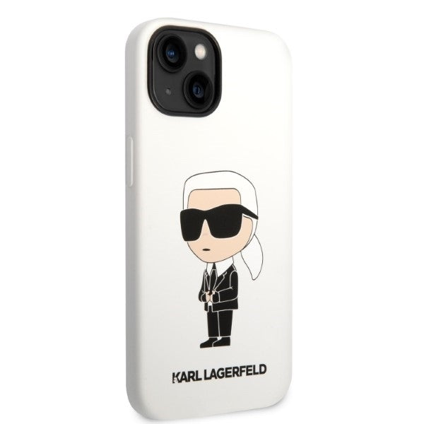 Case for Apple iPhone 14 Plus, Karl Lagerfeld, Ikonik Karl Silicone, White