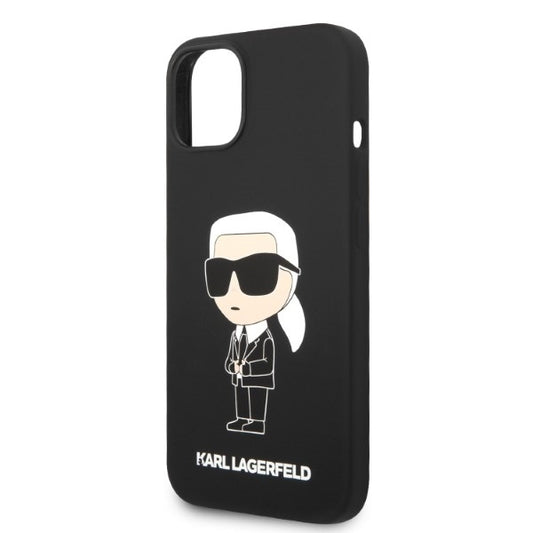 Étui pour Apple iPhone 14 Plus, Karl Lagerfeld, Silicone Ikonik Karl, Noir