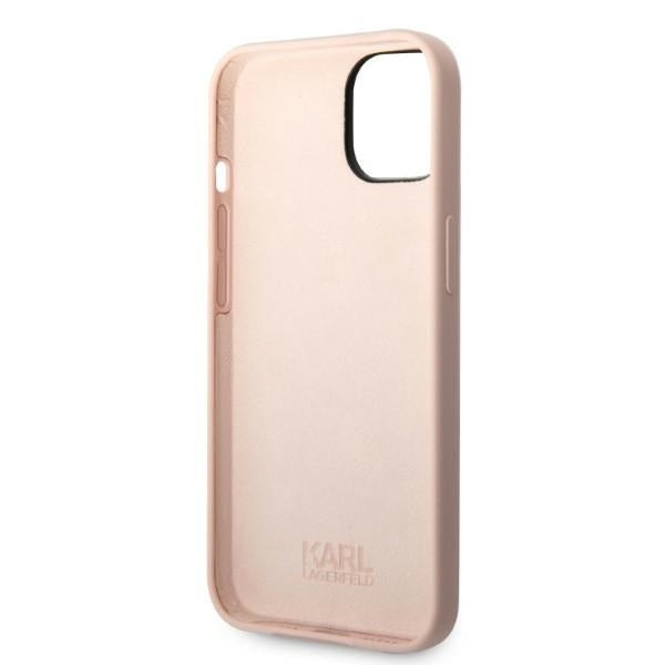 Étui pour Apple iPhone 14 Plus, Karl Lagerfeld, Silicone Ikonik Karl, Rose