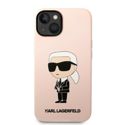 Étui pour Apple iPhone 14 Plus, Karl Lagerfeld, Silicone Ikonik Karl, Rose