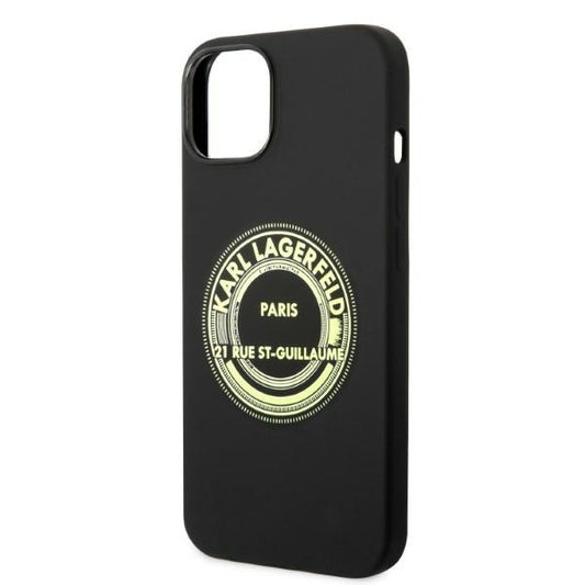 Étui pour Apple iPhone 14 Plus, Karl Lagerfeld, Silicone RSG, Noir