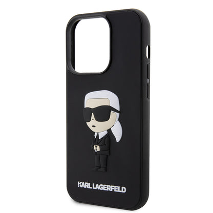 Étui pour Apple iPhone 14 Pro, Karl Lagerfeld, 3D Rubber Ikonik Karl, Noir