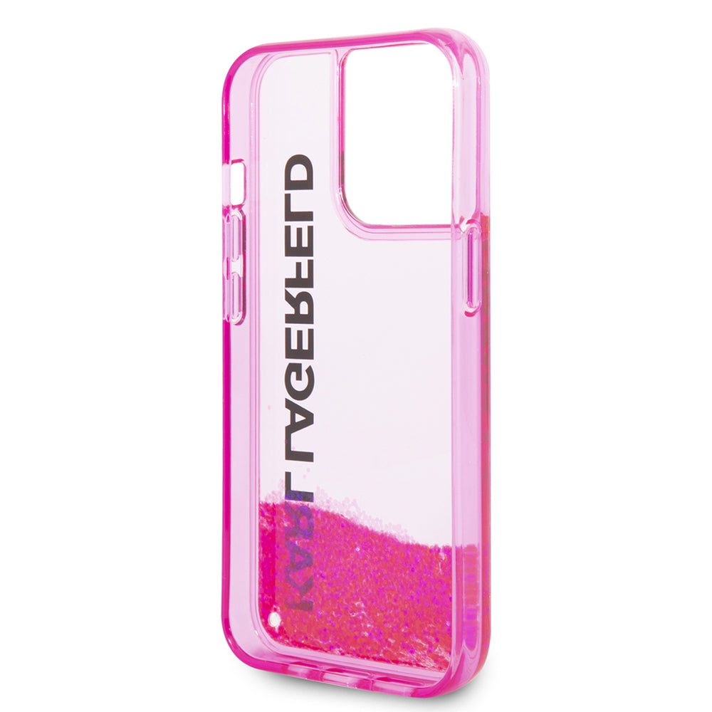 Étui pour Apple iPhone 14 Pro, Karl Lagerfeld, Liquid Glitter KL Logo, Rose