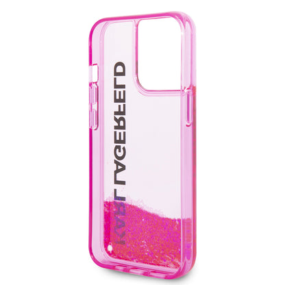 Étui pour Apple iPhone 14 Pro, Karl Lagerfeld, Liquid Glitter KL Logo, Rose