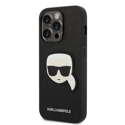 Étui pour Apple iPhone 14 Pro, Karl Lagerfeld, Saffiano Karl's Head, Noir
