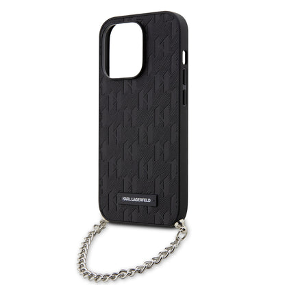 Étui pour Apple iPhone 14 Pro, Karl Lagerfeld, Saffiano Monogram Chain, Noir