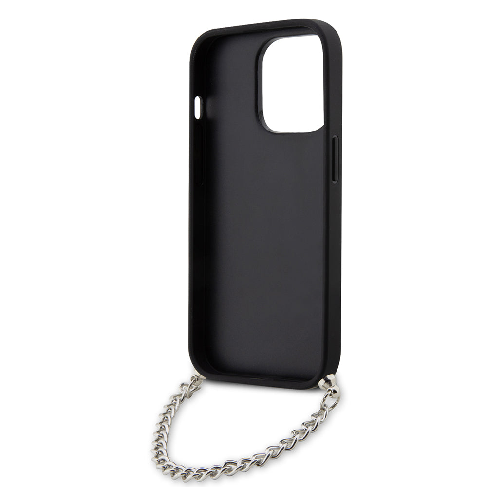 Étui pour Apple iPhone 14 Pro, Karl Lagerfeld, Saffiano Monogram Chain, Noir