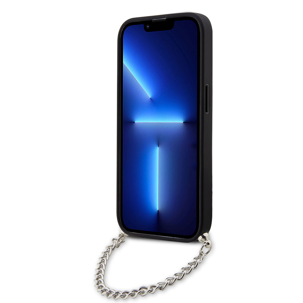 Étui pour Apple iPhone 14 Pro, Karl Lagerfeld, Saffiano Monogram Chain, Noir