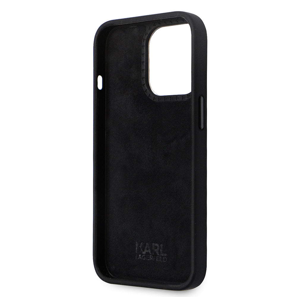 Case for Apple iPhone 14 Pro, Karl Lagerfeld, Silicone Choupette Metal, Black