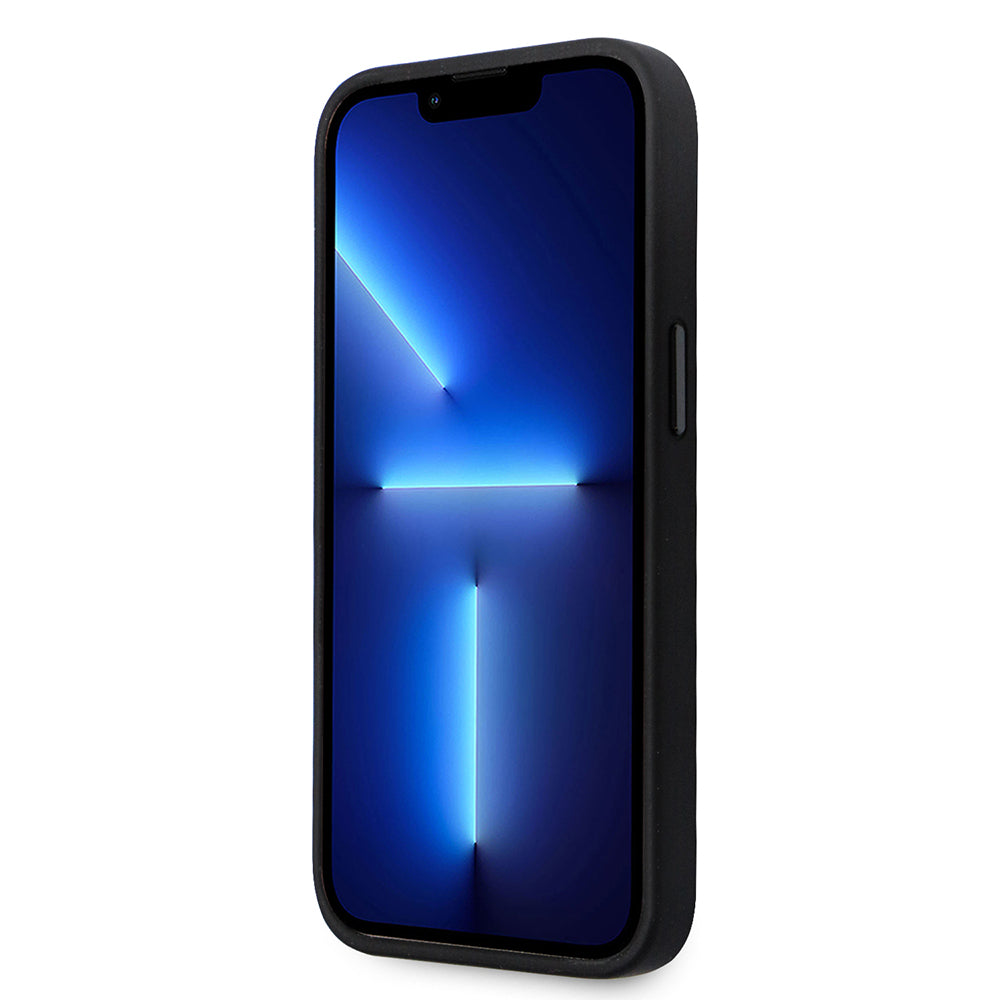 Étui pour Apple iPhone 14 Pro, Karl Lagerfeld, Silicone Ikonik Karl Metal, Noir