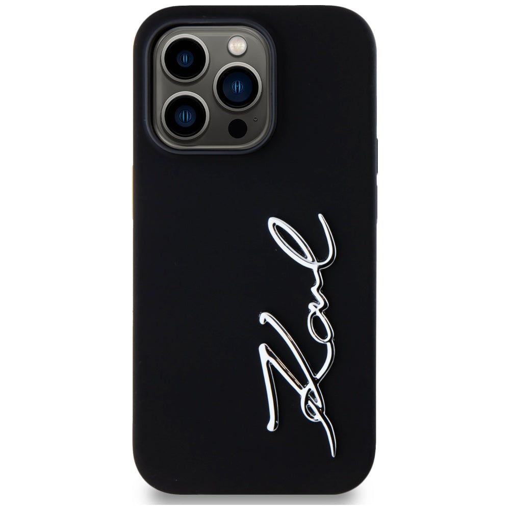 Étui pour Apple iPhone 14 Pro, Karl Lagerfeld, Silicone Karl Script, Noir