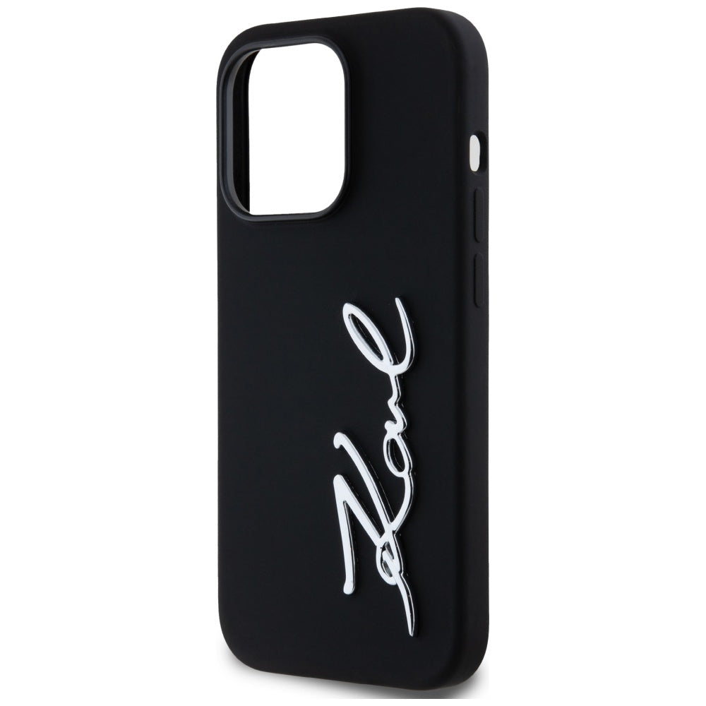 Étui pour Apple iPhone 14 Pro, Karl Lagerfeld, Silicone Karl Script, Noir