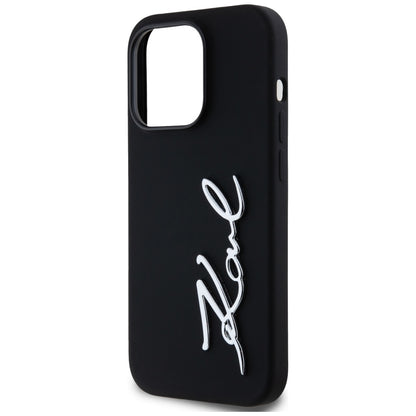 Étui pour Apple iPhone 14 Pro, Karl Lagerfeld, Silicone Karl Script, Noir