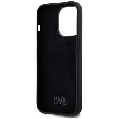 Étui pour Apple iPhone 14 Pro, Karl Lagerfeld, Silicone Karl Script, Noir