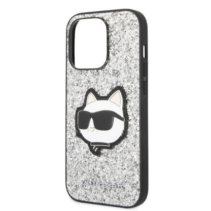 Étui pour Apple iPhone 14 Pro Max, Karl Lagerfeld, Glitter Choupette Patch, Argenté
