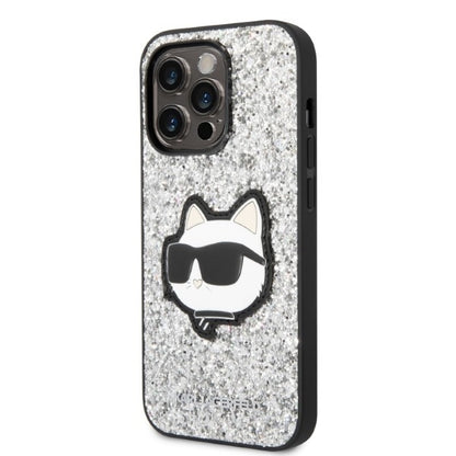Étui pour Apple iPhone 14 Pro Max, Karl Lagerfeld, Glitter Choupette Patch, Argenté