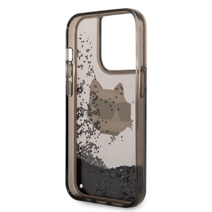 Étui pour Apple iPhone 14 Pro Max, Karl Lagerfeld, Glitter Choupette's Head, Noir