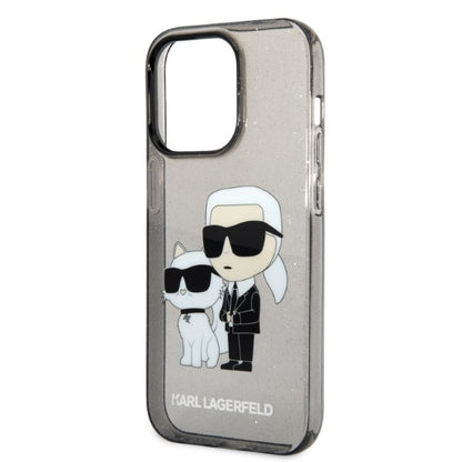 Housse pour Apple iPhone 14 Pro Max, Karl Lagerfeld, Glitter Karl & Choupette, Noire