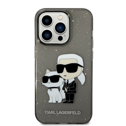 Housse pour Apple iPhone 14 Pro Max, Karl Lagerfeld, Glitter Karl & Choupette, Noire