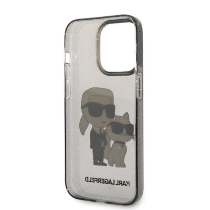 Housse pour Apple iPhone 14 Pro Max, Karl Lagerfeld, Glitter Karl & Choupette, Noire