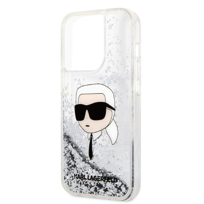 Housse pour Apple iPhone 14 Pro Max, Karl Lagerfeld, Glitter Karl's Head, Argentée