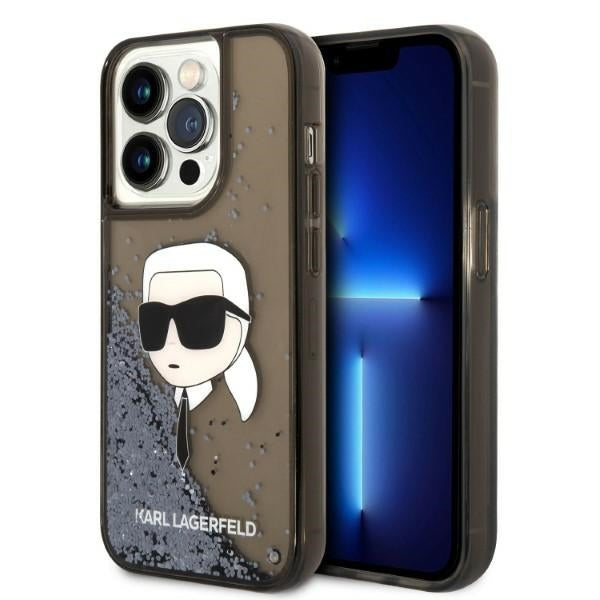 Housse pour Apple iPhone 14 Pro Max, Karl Lagerfeld, Glitter Karl's Head, Noire