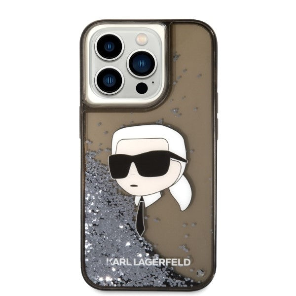 Housse pour Apple iPhone 14 Pro Max, Karl Lagerfeld, Glitter Karl's Head, Noire