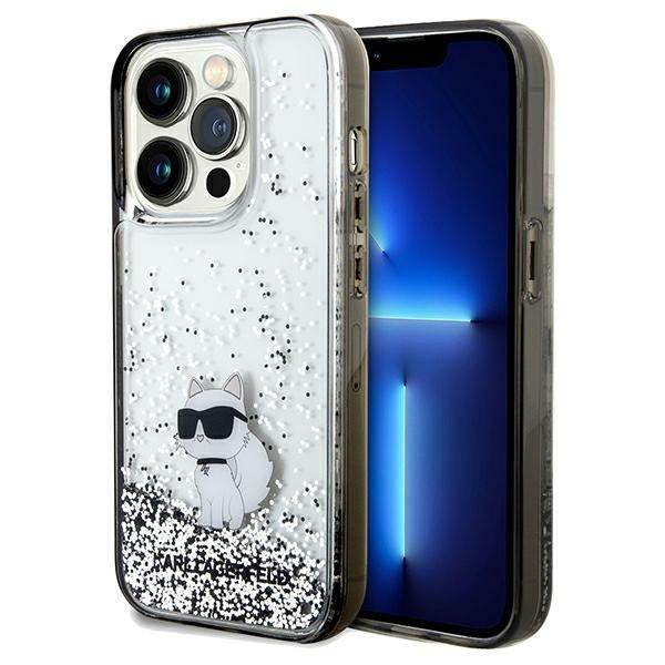 Housse pour Apple iPhone 14 Pro Max, Karl Lagerfeld, Liquid Glitter Choupette, Transparente
