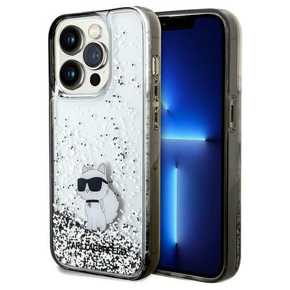 Housse pour Apple iPhone 14 Pro Max, Karl Lagerfeld, Liquid Glitter Choupette, Transparente