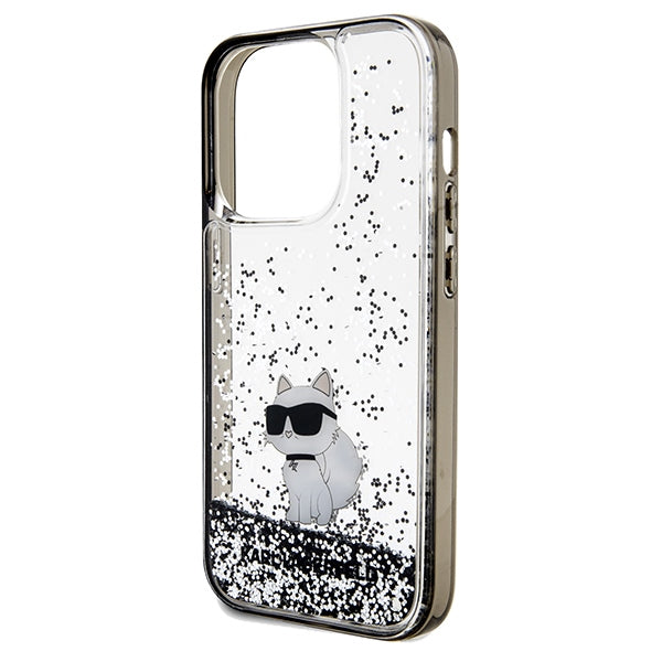 Housse pour Apple iPhone 14 Pro Max, Karl Lagerfeld, Liquid Glitter Choupette, Transparente
