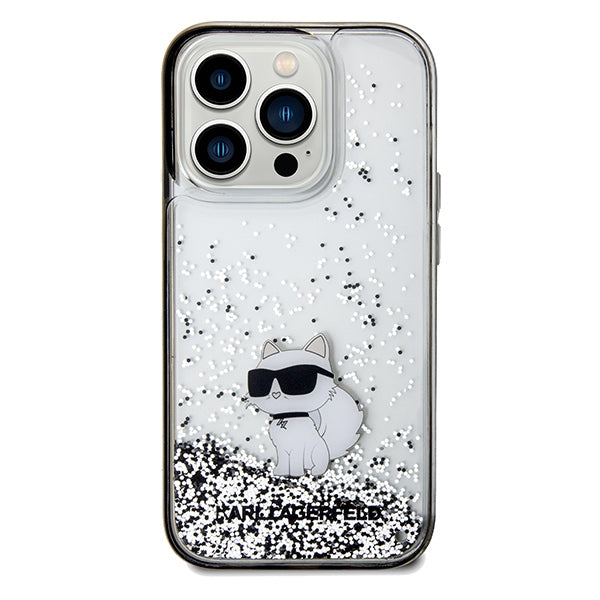 Housse pour Apple iPhone 14 Pro Max, Karl Lagerfeld, Liquid Glitter Choupette, Transparente