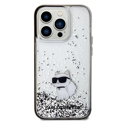 Housse pour Apple iPhone 14 Pro Max, Karl Lagerfeld, Liquid Glitter Choupette, Transparente