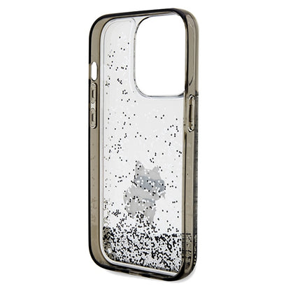 Housse pour Apple iPhone 14 Pro Max, Karl Lagerfeld, Liquid Glitter Choupette, Transparente
