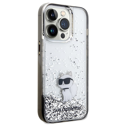 Housse pour Apple iPhone 14 Pro Max, Karl Lagerfeld, Liquid Glitter Choupette, Transparente