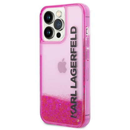 Étui pour Apple iPhone 14 Pro Max, Karl Lagerfeld, Liquid Glitter KL Logo, Rose