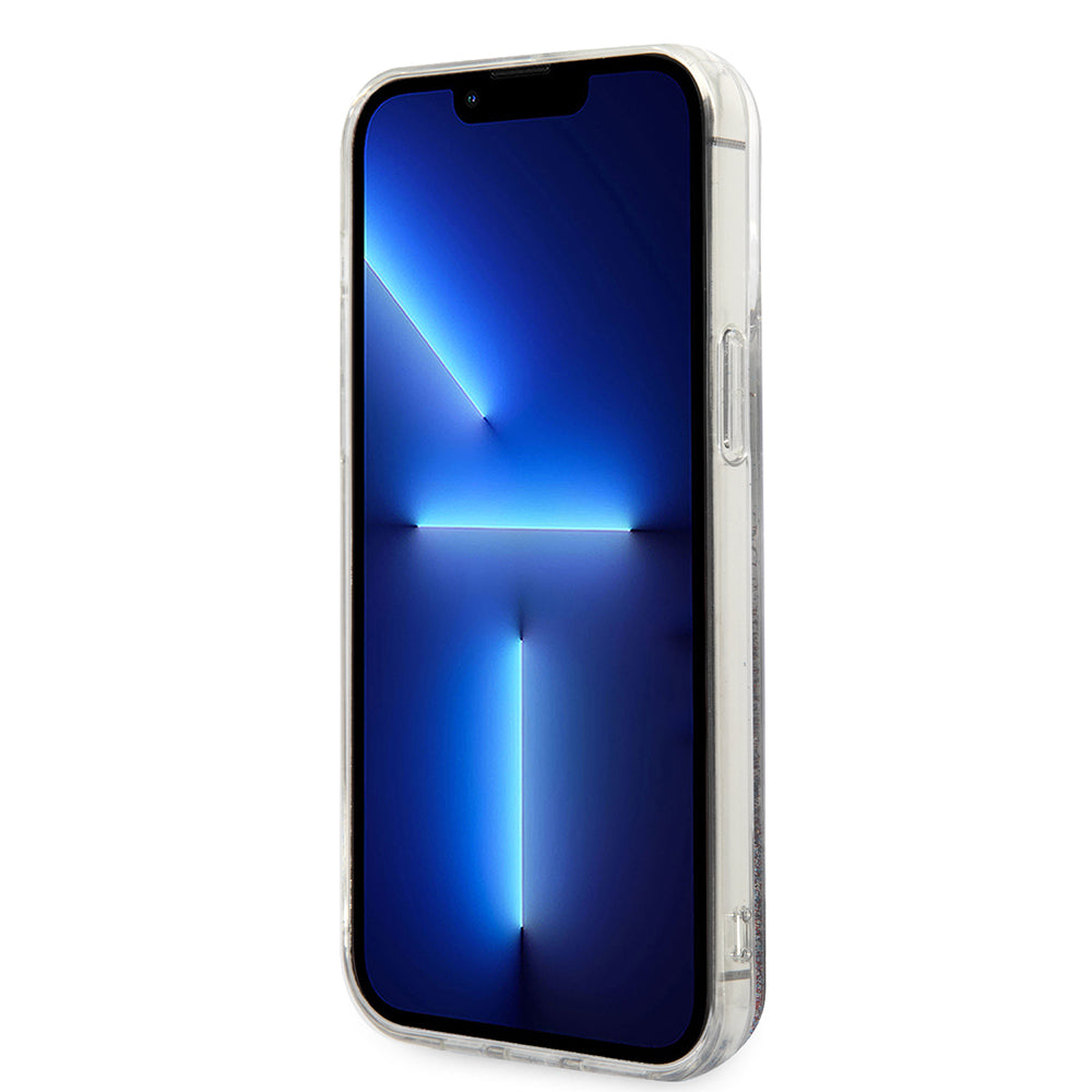 Étui pour Apple iPhone 14 Pro Max, Karl Lagerfeld, Monogramme à Paillettes Liquides, Argenté