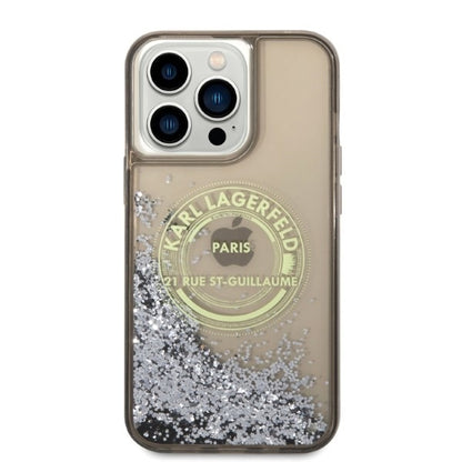 Étui pour Apple iPhone 14 Pro Max, Karl Lagerfeld, Liquid Glitter RSG, Noir