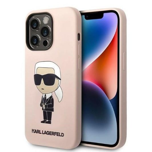 Étui pour Apple iPhone 14 Pro Max, Karl Lagerfeld, Silicone Ikonik NFT, Rose