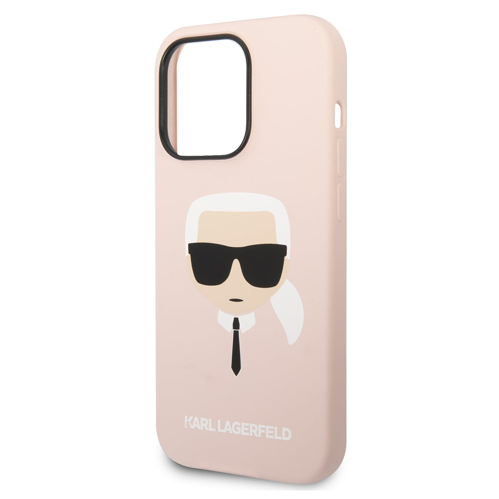 Étui pour Apple iPhone 14 Pro Max, Karl Lagerfeld, Silicone Tête de Karl, Rose