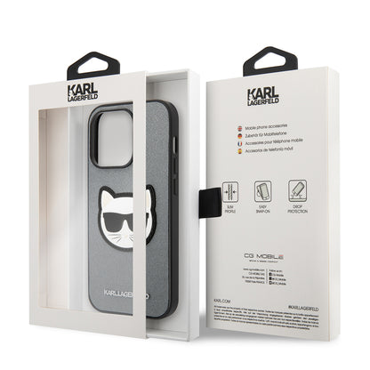 Étui pour Apple iPhone 14 Pro Max, Karl Lagerfeld, Saffiano Choupette's Head, Argenté