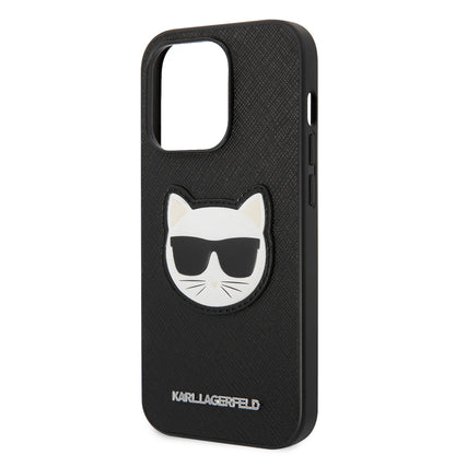 Étui pour Apple iPhone 14 Pro Max, Karl Lagerfeld, Saffiano Choupette's Head, Noir