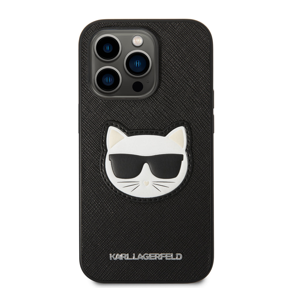 Étui pour Apple iPhone 14 Pro Max, Karl Lagerfeld, Saffiano Choupette's Head, Noir